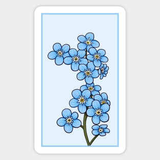 Vintage doodle illustration of Myosotis Alpestris or Forget-Me-Not flower Sticker